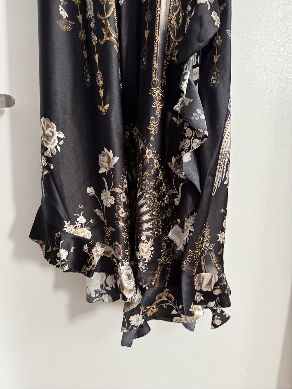 Camilla Black Floral V-Neck Flamenco Folklore Spaghetti Strap Maxi Dress - Picture 14 of 15